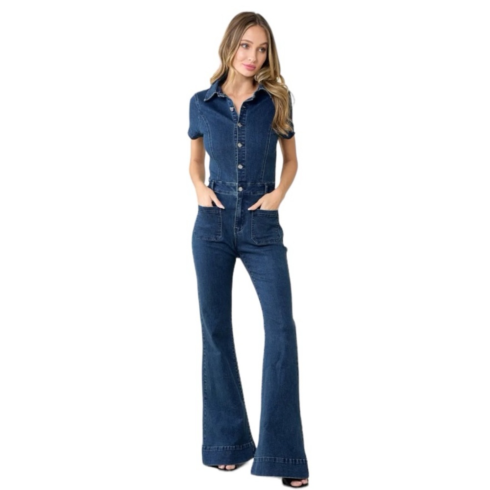 NWT Wisteria Lane Denim Bell Bottom Jumpsuit